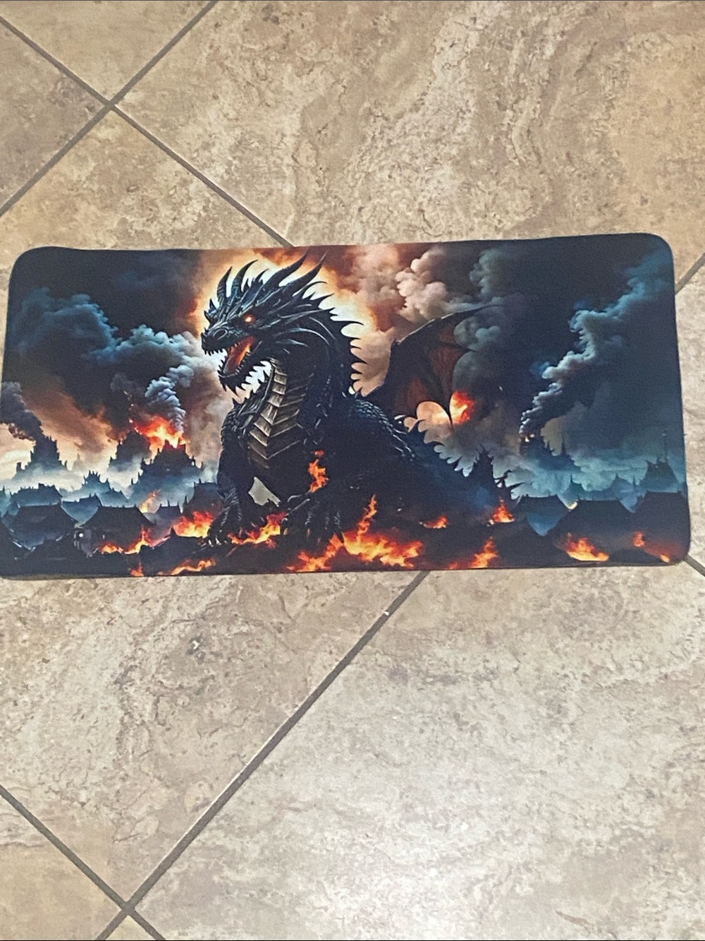 Black Dragon Flames Graphic Mouse Pad